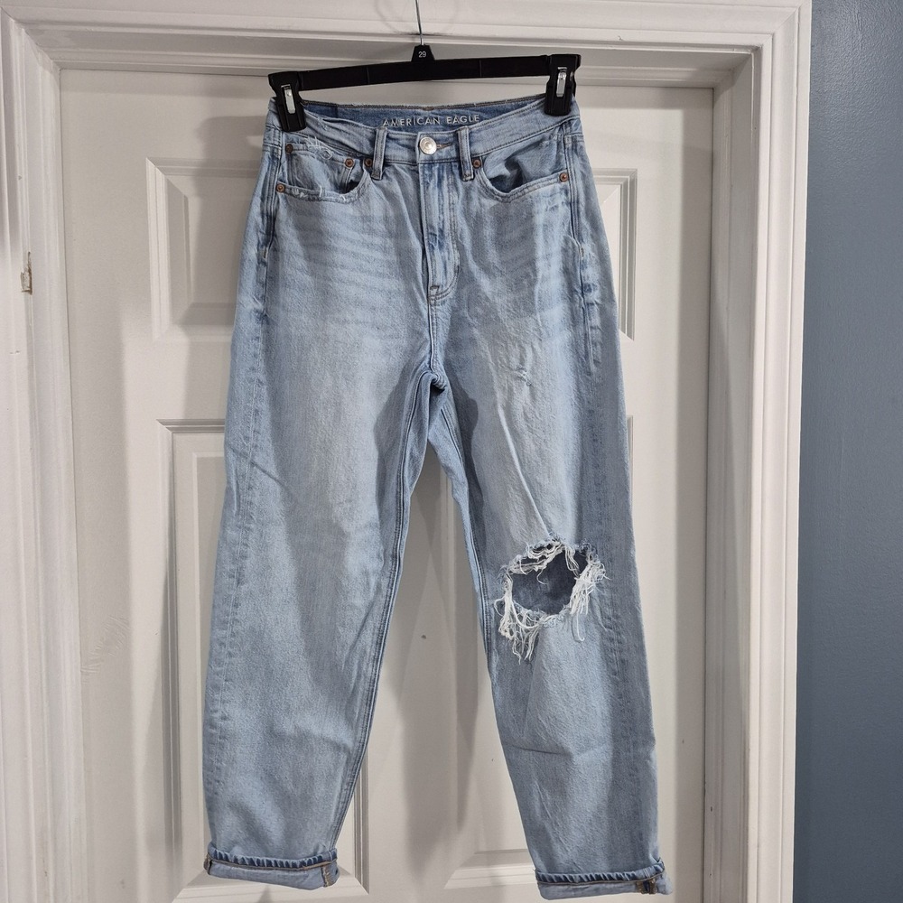 American Eagle Jeans Womens 2 Boyfriend‎ 90s Grunge Destroyed Boho Festival